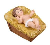 GUYOMM Baby Jesus in Manger Statue,Resin Nativity Sculpture Jesus Figurine The Nativity Scene Religious Gifts for Home Desk Oranment