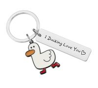 GUYOMM I Ducking Love You Keyring,Cute Duck Gift for Couples,Metal Duck Keyring for Valentine's Day Birthday Christmas Anniversary,I Love You Gift for Boyfriend Girlfriend Him Her
