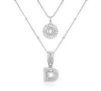 GUYOSWXNM 14K Gold Plated Alphabet Necklace Cubic Zirconia Letter Pendant, Personalized Name Jewelry Gift for Women A-Z, Birthday/Mothers Day Gifts for Womens (Style-Z,White Gold)