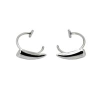 GUYOSWXNM 2Pcs Personalized Wolf Teeth Lip Rings for Women Men Stainless Steel Fangs Body Jewelry (Non Piercing Silver)