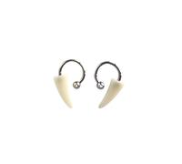 GUYOSWXNM 2Pcs Personalized Wolf Teeth Lip Rings for Women Men Stainless Steel Fangs Body Jewelry (Piercing Silver(1.2 * 8mm))
