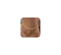 GUYOSWXNM Ankle Bracelets for Women 14k Real Gold Silver Plated Anklets Pearl Seashell Heart Charms Adjustable Chain Waterproof Body Jewelry Cute Trendy Gifts (GD-Heart Charm-1 piece)