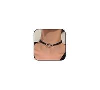 GUYOSWXNM Black Submissive Necklace for Women Velvet Day Collar Choker Necklace Silver Bell Leather Pendent Delicate Gothic Sub Collar Choker Trendy Circle Heart Accessories Jewelry (silver)
