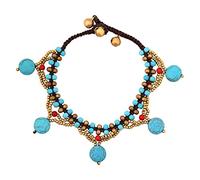 GUYOSWXNM Bohemian Vintage Created Turquoise Anklet, Boho Summer Beach Ankle Jewelry Gift for Women (Blue)