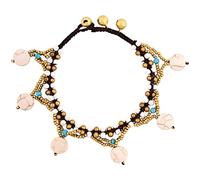 GUYOSWXNM Bohemian Vintage Created Turquoise Anklet, Boho Summer Beach Ankle Jewelry Gift for Women (White)