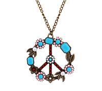 GUYOSWXNM Bohemian Vintage Hippie Flower Colorful Beads Peace Sign Pendant Necklace, Hippie Jewelry Gift for Women