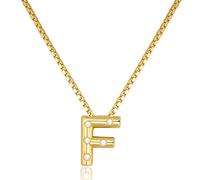 GUYOSWXNM Bubble Gold 14K Gold Plated Letter Necklace Chunky Gold Necklace Dainty Balloon Initial Necklaces for Women Trendy Simple Custom Name Pendant choker Charm Jewelry (F)