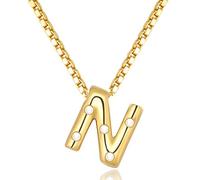 GUYOSWXNM Bubble Gold 14K Gold Plated Letter Necklace Chunky Gold Necklace Dainty Balloon Initial Necklaces for Women Trendy Simple Custom Name Pendant choker Charm Jewelry (N)