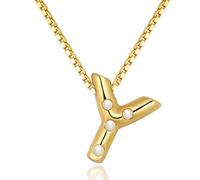GUYOSWXNM Bubble Gold 14K Gold Plated Letter Necklace Chunky Gold Necklace Dainty Balloon Initial Necklaces for Women Trendy Simple Custom Name Pendant choker Charm Jewelry (Y)