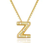 GUYOSWXNM Bubble Gold 14K Gold Plated Letter Necklace Chunky Gold Necklace Dainty Balloon Initial Necklaces for Women Trendy Simple Custom Name Pendant choker Charm Jewelry (Z)