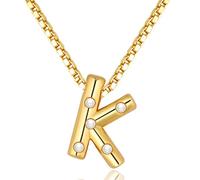 GUYOSWXNM Bubble Gold 14K Gold Plated Letter Necklace Chunky Gold Necklace Dainty Balloon Initial Necklaces for Women Trendy Simple Custom Name Pendant choker Charm Jewelry (K)