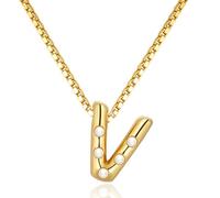 GUYOSWXNM Bubble Gold 14K Gold Plated Letter Necklace Chunky Gold Necklace Dainty Balloon Initial Necklaces for Women Trendy Simple Custom Name Pendant choker Charm Jewelry (V)