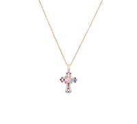 GUYOSWXNM Chunky Rhinestone Cross Pendant Necklace,Glittering Exaggerated Crystal Crucifix Thin Chain Choker,Trendy Cubic Zirconia Cross Collarbone Necklacfe (Colors)