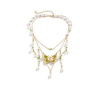 GUYOSWXNM Fairy Tassel Butterfly Choker - Colorful Pendant Necklace, Elegant Bohemian Costume Jewelry for Women (green)