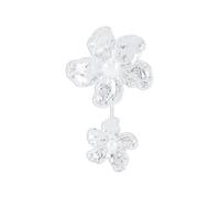 GUYOSWXNM Gold Big Flower Ring for Women Trendy Pearl Flower Ring Exaggerated Big Flower Open Statement Birthday Friendship Mother's Day Jewelry (Silver)