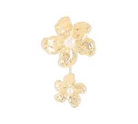 GUYOSWXNM Gold Big Flower Ring for Women Trendy Pearl Flower Ring Exaggerated Big Flower Open Statement Birthday Friendship Mother's Day Jewelry (Gold)