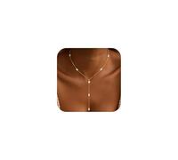 GUYOSWXNM Gold Necklace for Women, Dainty Long choker 14k Gold Plated Y-Shaped choker Trendy Layered Bar Paperclip Link Beaded Chain Necklaces Simple Gold Jewelry for Women Gift (Pearl Y Necklace)