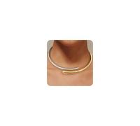 GUYOSWXNM Gold Silver Chunky Choker Necklace For Women Choker Collar Bold Statement Necklaces Spring Hinged Open Necklaces Trendy Jewelry (A5)