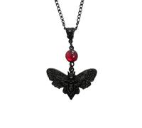 GUYOSWXNM Gothic Moth Pendant Necklace Dark Skeleton Head Moth Necklace Vintage Death Horror Cute Insect Jewelry for Women (Red)