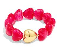 GUYOSWXNM Heart Bead Bracelet for Women Chunky Beaded Statement Bracelet Boho Acrylic Resin Bead Strand Bracelet in Colorful/White/Turquoise/Pink/Fuchsia Summer Beach Jewelry Gift For Her (Fuchsia)