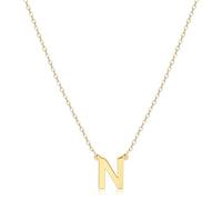 GUYOSWXNM Initial Letter Necklace 14K Real Gold Plated Letter A-Z Choker Gold Silver Dainty Initial Choker Name Necklace Jewelry for Woman Birthday Gift (Letter N)