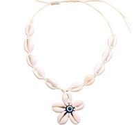 GUYOSWXNM Shell Cord Necklace for Women Choker Necklace Summer Beach Seashell Clavicle chain Handmade Cowrie Shell Jewelry (white)