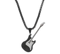 GUYOSWXNM Star Guitar Necklace for Women Men Punk Style Stainless Steel Guitar Pendant Necklace Black Guitar Star Layered choker Punk Rock Bar Party Jewelry (Black1)