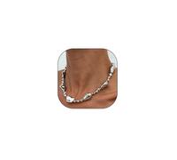 GUYOSWXNM Trendy Gold Bead Choker Necklace Irregular Geometry Liquid Metal Charm Necklace Lightweight Beach Party Collarbone Accessory (Silver)