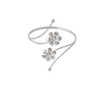 GUYOSWXNM Upper Arm Bracelet Band Cuff Bracelet Gold/Silver Butterfly Flower Armband Adjustable Boho Holiday Jewelry (Silver Flower1)