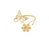GUYOSWXNM Upper Arm Bracelet Band Cuff Bracelet Gold/Silver Butterfly Flower Armband Adjustable Boho Holiday Jewelry (Flower Butterfly)