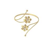 GUYOSWXNM Upper Arm Bracelet Band Cuff Bracelet Gold/Silver Butterfly Flower Armband Adjustable Boho Holiday Jewelry (Gold Flower1)