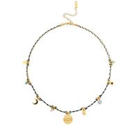 GUYOSWXNM Vintage Style Turquoise-Toned Necklace with Stainless Steel Charms and Blue Rope Chains for Women