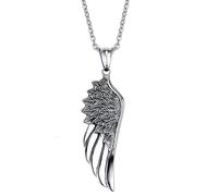 GUYOSWXNM Wing Necklace for Men Woman Stainless Steel Pendant Necklace Gold Silver Angel Wing Pendant Dad Boyfriend Husband Birthday Jewelry (Silver)