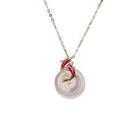 GUYOSWXNM Women's S925 Silver Chinese Koi and Jade Pendant Necklace - Low Allergy, Elegant Women's Jewelry (rose gold)