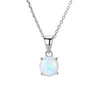 GUYOSWXNM Women's silver necklace with beautiful pendant inlaid with Opal and Auspicious Treasures, minimalist women's jewelry gift (AS25)