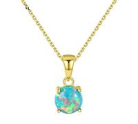 GUYOSWXNM Women's silver necklace with beautiful pendant inlaid with Opal and Auspicious Treasures, minimalist women's jewelry gift (AS01)