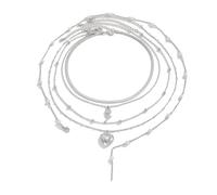 GUYOSWXNM Women's simple rose and peach pendant necklace with a sweet and cool style, imitating pearl tassel snake bone chain (silver)
