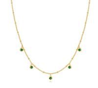 GUYOSWXNM Women's simple starry sky green diamond gold necklace elegant tassel emerald layered collarbone chain women's jewelry gift