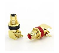 GUYTRM 1/2PCS Brass Female Socket Connector Gold-plated Solder Plate Extended Socket Terminal AV Audio Amplifier Speaker lingli(Red-Black)