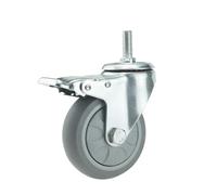 GUYTRM Caster Wheels Heavy Duty 3/4/5 Inch Lock Trolley Rotary Casters Cart Wheel High Load Industrial Wheelbarrow Carrier Rubber Wheel lingli(1pcs brake wheel,4 inch)
