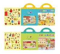 GUYUCOM 2 Pack Reusable 3D Sticker Book for Kids, Portable, Waterproof, Suitable for Boys and Girls Ages 2 and Up, Children's Gift Toys for 2 3 4 5 6 Years