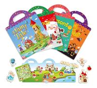 GUYUCOM 4 Pack Reusable Sticker Books, Toys for Age 2 3 4 Year Old Kids Girls Toddlers, 3D Sticker Book Educational Learning Toy Birthday Gifts