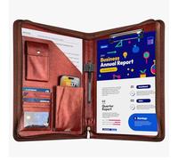 GUYUCOM A4 Portfolio Folder - PU Leather Document Organizer with Zipper, for Conference & Travel, Personal Agenda Wallet, Ideal Gift for Men and Women - Brown