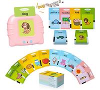 GUYUCOM Girls Toy Talking Flash Cards for 2,3,4 Years Old Kids, British Accent Speech Therapy Toys for Children, Autism Sensory Toddler Gifts with 112 Talking Flash Cards (Pink)