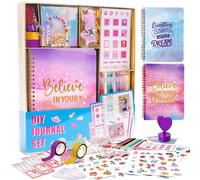GUYUCOM Scrapbook Kit for Girls, DIY Journal Set for Kids, Cute Diary Gift for Girls Age 8-12, Creative Journaling Kit with Stickers, Pens & Accessories, All-in-One Stationery Gift Set