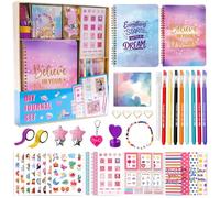 GUYUCOM Scrapbook Kit for Girls, Gift for Girls Age 8-12, DIY Journal Set with 2 Notebooks, Stickers, Pens & Accessories, Cute Diary & All-in-One Creative Stationery Set