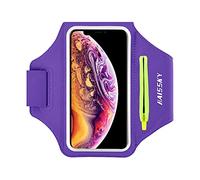 Guzack Running Armband for iPhone XR/XS/8 Plus/7 Plus, Samsung S9/S8/S7, Huawei P20【Up To 6.8 Inches】 Sweatproof Reflective strip, Sports Armband Phone Case Holder for Running,Gym,Outdoor-Purple