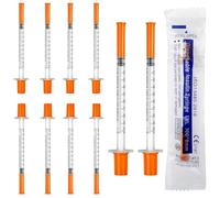 GUZHAIREN 10 Pack 1ml Syringes 30G 8mm Disposable Microfine Syringes for Injections Plastic Syringe with Cap Individually Wrapped Multipurpose Tools for Pets Feeding Labs Measuring