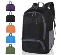 GUZHAIREN 30L Foldable Backpack, Waterproof Rucksack for Men Women, Black | Ultra Lightweight, Durable Daypack for Outdoor Sports, Hiking, Travelling, Walking, Camping