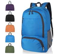 GUZHAIREN 30L Foldable Backpack, Waterproof Rucksack for Men Women, Blue | Ultra Lightweight, Durable Daypack for Outdoor Sports, Hiking, Travelling, Walking, Camping